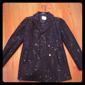Beautiful LOFT sparkly navy pea coat - size 2